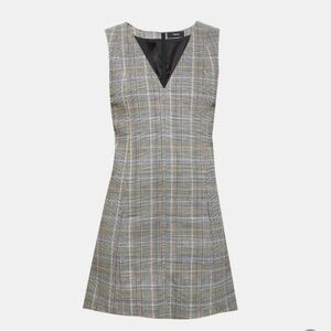 Theory Gray Mini Sheath Dress Sleeveless V-Neck for Work